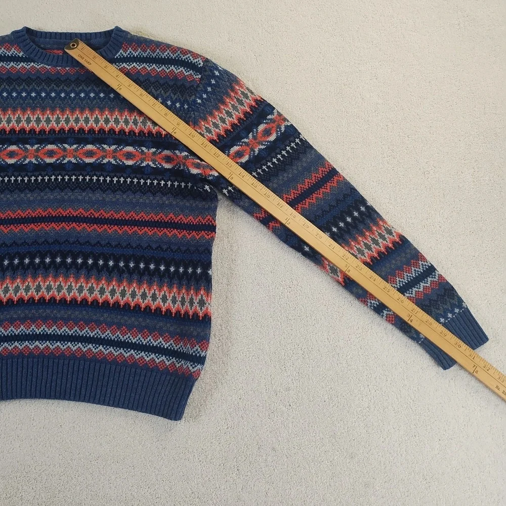 Gap Kid's Sweater XXL 14-16 Blue Pink Fair Isle Wool Blend Crewneck Soft EUC